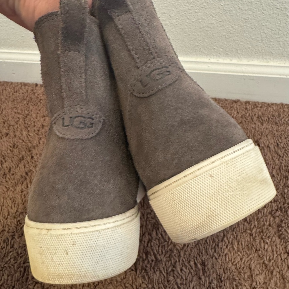 UGG Mauna Cloud Gray Suede Pull On Platform Ankle Boots Sneakers Size 10 - Picture 3 of 6